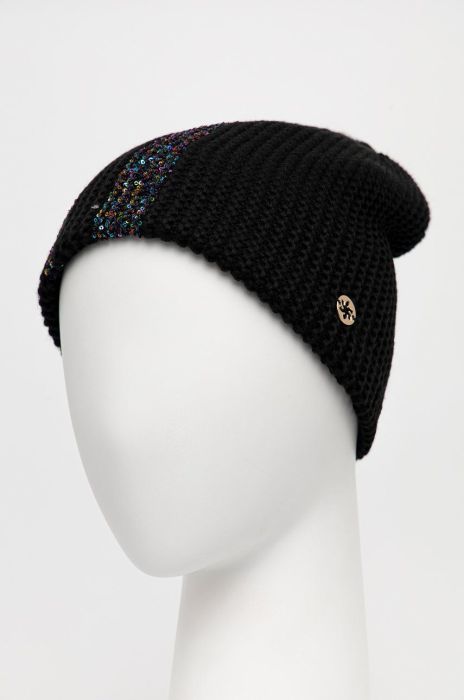 Шапка з домішкою вовни Granadilla колір чорний з товстого трикотажу (1894912)