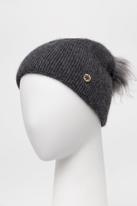 Шапка з домішкою кашеміру Granadilla колір сірий з товстого трикотажу