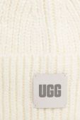Шапка з домішкою вовни UGG колір білий з товстого трикотажу