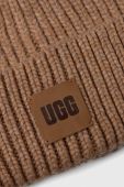 Шапка з домішкою вовни UGG колір коричневий з товстого трикотажу (3581610)