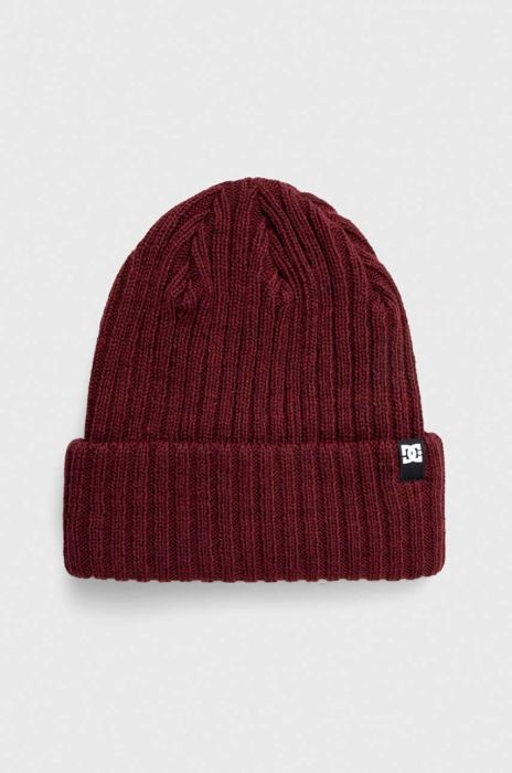 Шапка DC колір бордовий з товстого трикотажу