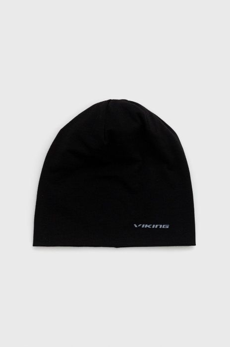 Вовняна шапка Viking колір чорний з тонкого трикотажу вовна (1849725)