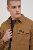 Сорочка Superdry чоловіча колір коричневий regular класичний комір