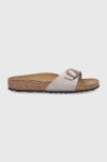 Шкіряні шльопанці Birkenstock Madrid жіночі колір золотий Narrow Width 1020632.Taupe-Taupe
