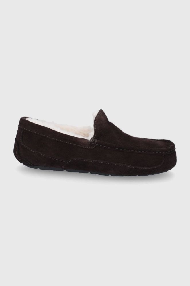 Замшеві тапочки UGG Ascot колір коричневий