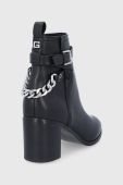 Шкіряні черевики Guess жіночі колір чорний каблук блок