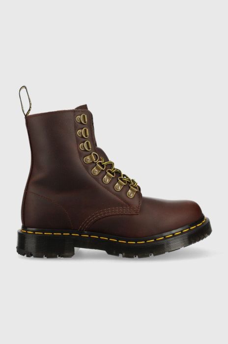 Шкіряні черевики Dr. Martens 1460 Pascal жіночі колір коричневий на плоскому ходу злегка утеплена