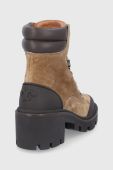 Замшеві черевики Tory Burch Lug Sole Hiker жіночі колір коричневий каблук блок