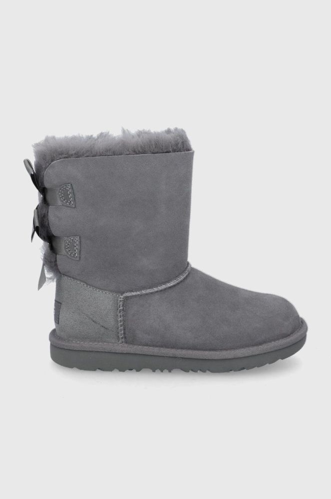 Дитячі замшеві чоботи UGG Bailey Bow II колір сірий