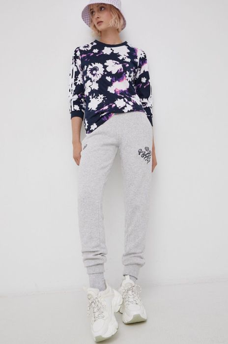 Штани Superdry жіночі колір сірий з аплікацією