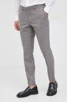 Штани з домішкою вовни Tiger Of Sweden чоловічі колір сірий облягаюче