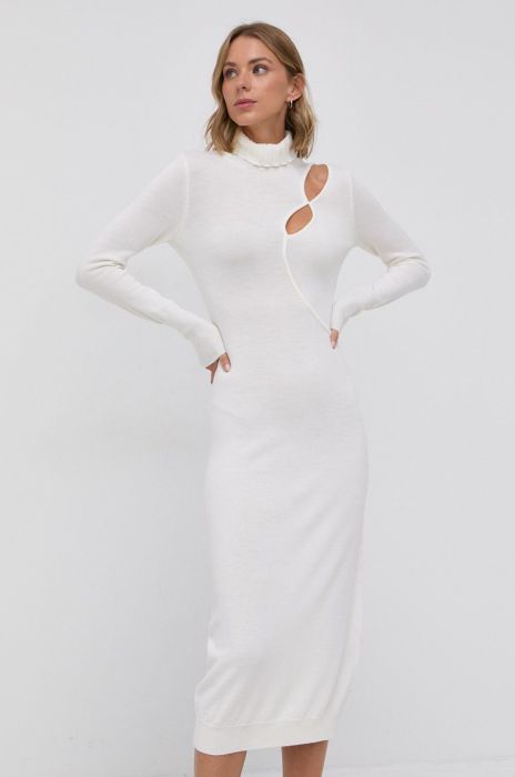Вовняна сукня Patrizia Pepe колір кремовий midi пряма