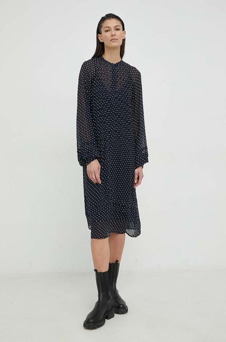 Сукня Samsoe Samsoe Колір чорний midi розкльошена колір темно-синій