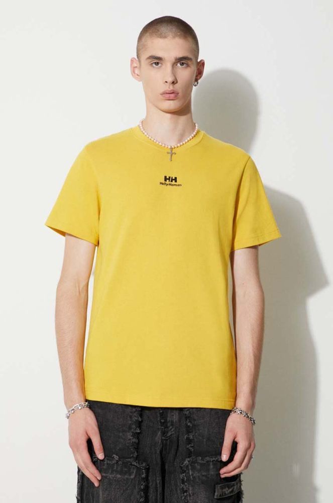 Бавовняна футболка Helly Hansen з аплікацією 53391-591 колір жовтий