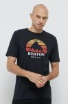 Бавовняна футболка Burton колір чорний з принтом (1940909)