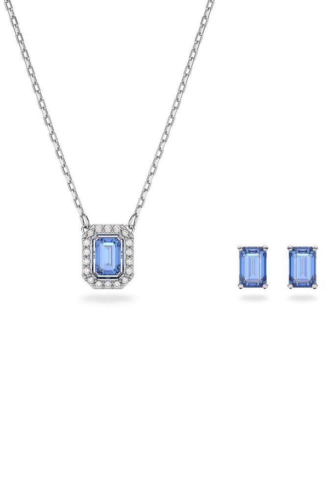 Кольє і сережки Swarovski колір блакитний (2581087)