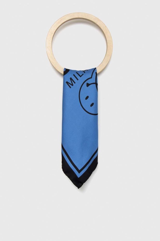 Шовкова кишенькова хустка Moschino x Smiley колір блакитний