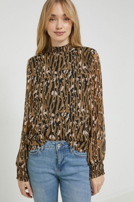 Блузка Vila жіноча колір коричневий візерунок