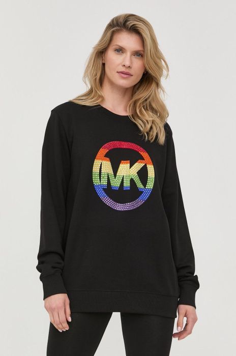 Бавовняна блузка MICHAEL Michael Kors жіноча колір чорний з аплікацією