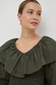 Бавовняна блузка Gestuz жіноча колір зелений однотонна