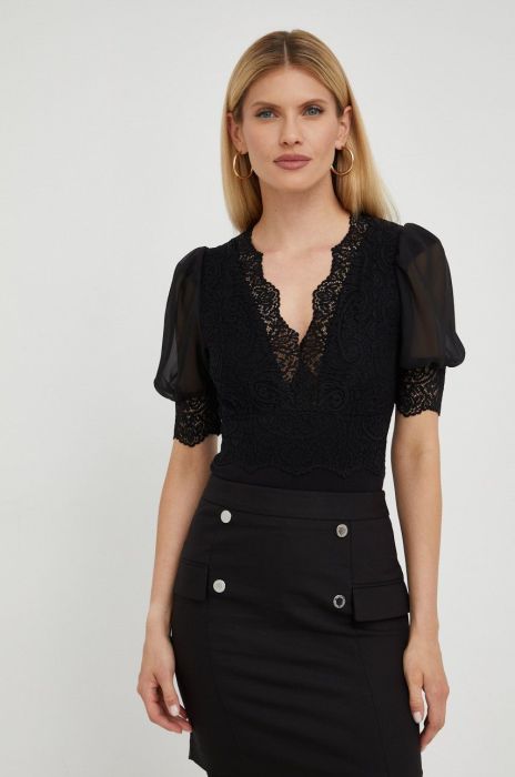 Боді Morgan жіноча колір чорний з аплікацією