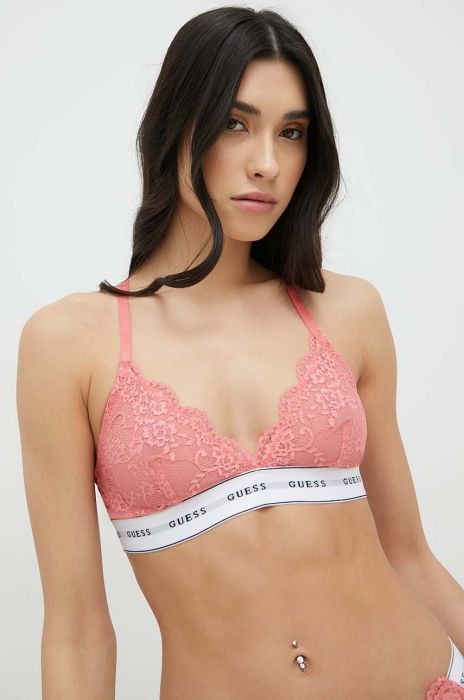Бюстгальтер Guess колір рожевий мереживо візерунок (3016476)