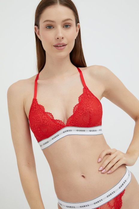 Бюстгальтер Guess колір червоний мереживо візерунок (2633462)