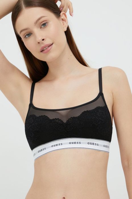 Бюстгальтер Guess колір чорний мереживо візерунок (2633537)
