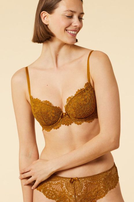 Бюстгальтер Etam Success - N*5 Classique колір коричневий мереживо однотонний