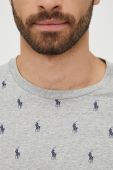 Бавовняна піжамна футболка Polo Ralph Lauren колір сірий візерунок