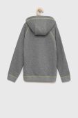 Дитяча кофта Guess колір сірий з капюшоном однотонна