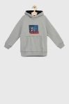 Дитяча бавовняна кофта Pepe Jeans Omar колір сірий з капюшоном з принтом