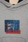 Дитяча бавовняна кофта Pepe Jeans Omar колір сірий з капюшоном з принтом