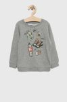 Дитяча бавовняна кофта Name it колір сірий з принтом