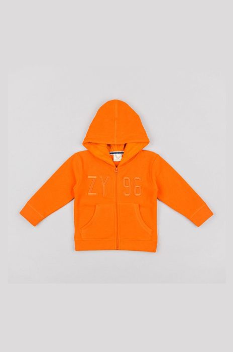 Дитяча кофта zippy колір помаранчевий з капюшоном з принтом
