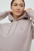 Кофта Guess жіноча колір фіолетовий з капюшоном з аплікацією