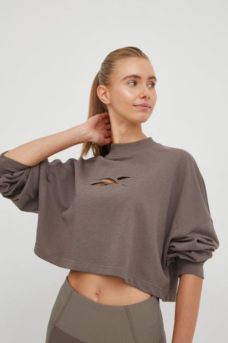 Кофта Reebok Studio Vector жіноча колір коричневий однотонна