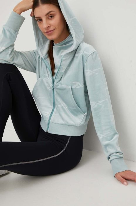 Кофта Reebok Classic жіноча з капюшоном однотонна колір блакитний