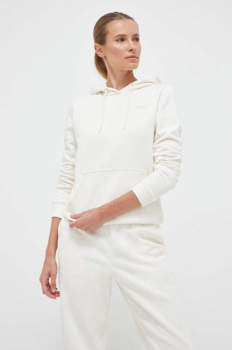 Кофта Puma жіноча колір бежевий з капюшоном однотонна (3417468)