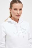 Кофта Puma жіноча колір білий з капюшоном з принтом