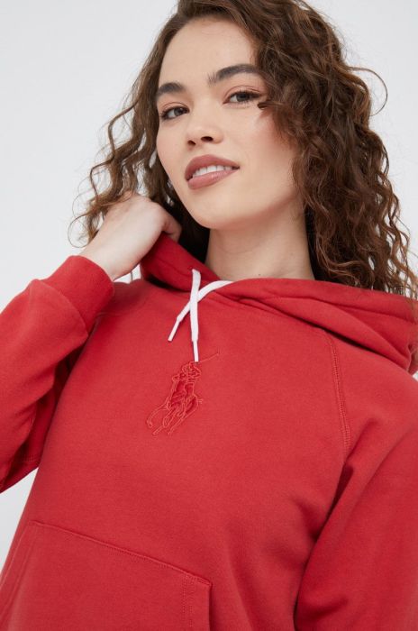 Бавовняна кофта Polo Ralph Lauren жіноча колір червоний з аплікацією