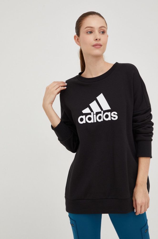 Бавовняна кофта adidas Performance жіноча колір чорний з принтом (2693868)