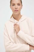 Кофта Guess жіноча колір бежевий з капюшоном з аплікацією (3448743)