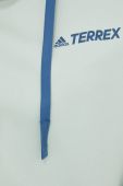 Кофта adidas TERREX жіноча колір зелений з капюшоном однотонна