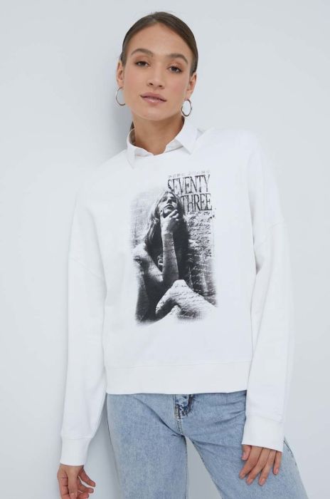 Бавовняна кофта Pepe Jeans жіноча колір білий з принтом