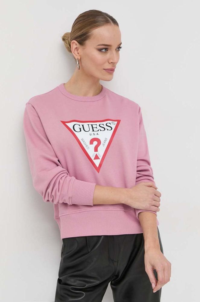 Кофта Guess жіноча колір рожевий з принтом (2835630)