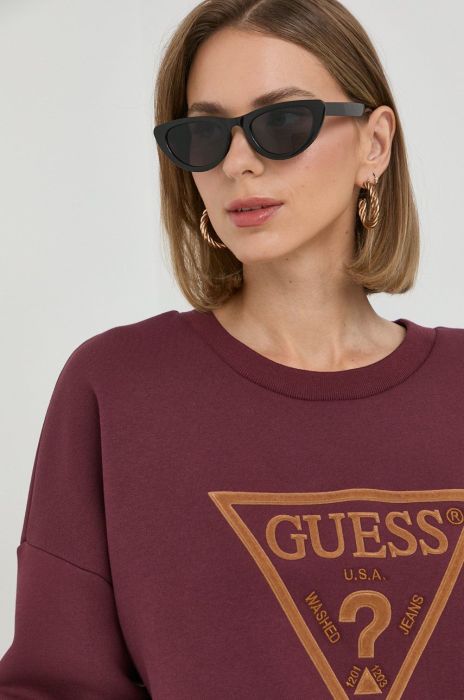 Кофта Guess жіноча колір бордовий з аплікацією (2631601)