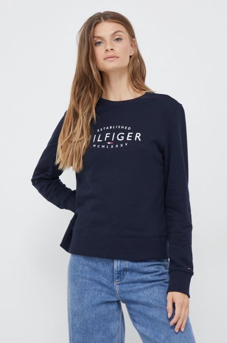 Бавовняна кофта Tommy Hilfiger жіноча колір синій з аплікацією (2603542)