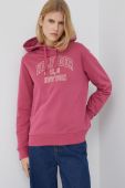 Бавовняна кофта Tommy Hilfiger жіноча колір фіолетовий з капюшоном з аплікацією (2792224)