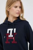 Бавовняна кофта Tommy Hilfiger жіноча колір синій з капюшоном з аплікацією (2800829)